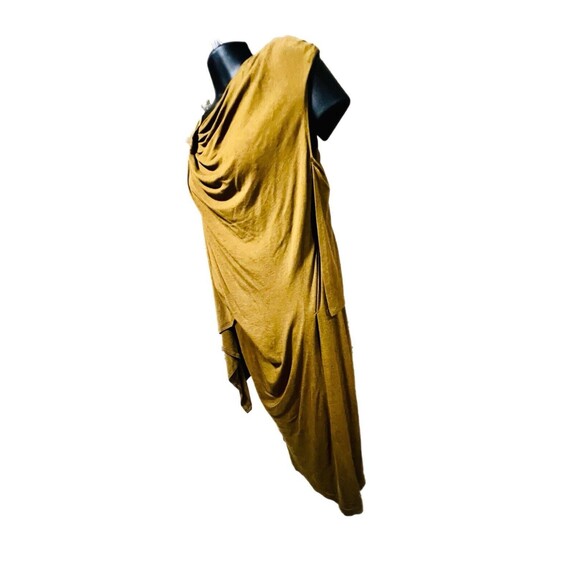 Donna Karen New York Dress Khaki Jersey Draped Layered M Goddess Look - Picture 4 of 9